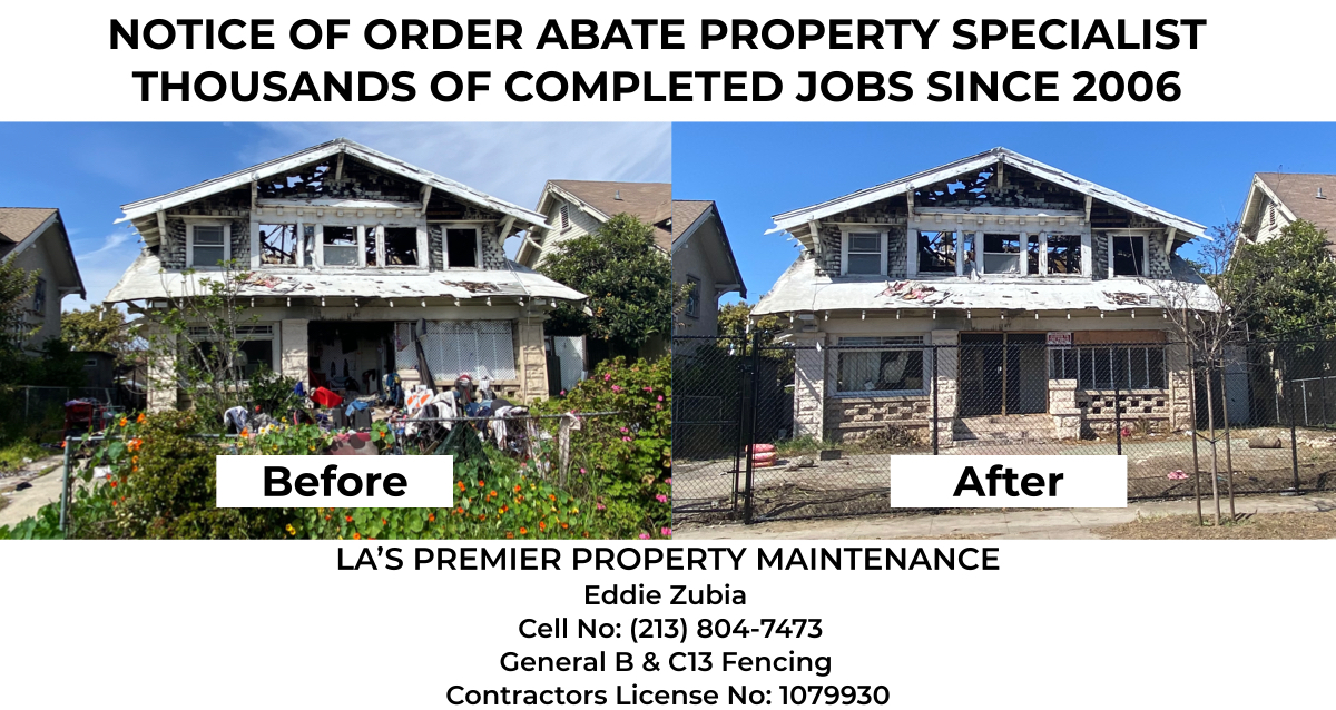 Notice of Order of Abate Property Specialist - Los Angeles